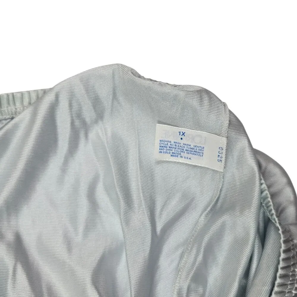 Womens Vintage Lorraine Pajama Set Size 1X Plus Blue Nylon Pants Shirt